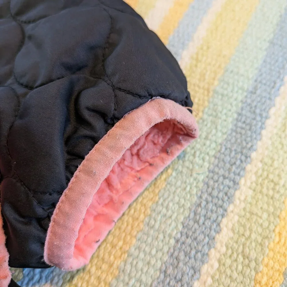⭐ Columbia Black quilted coat with fuzzy pink lining size XS 6-6x